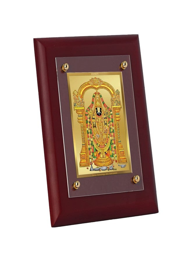 DIVINITI Tirupati Balaji Gold Plated Wall Rectangular Photo Frame,Table Décor|Mdf 2.5 Wooden Wall Photo Frame And 24K Gold Plated Foil|Religious Photo Frame Idol For Pooja,Gifts Items (25x20Cm) - Image 5